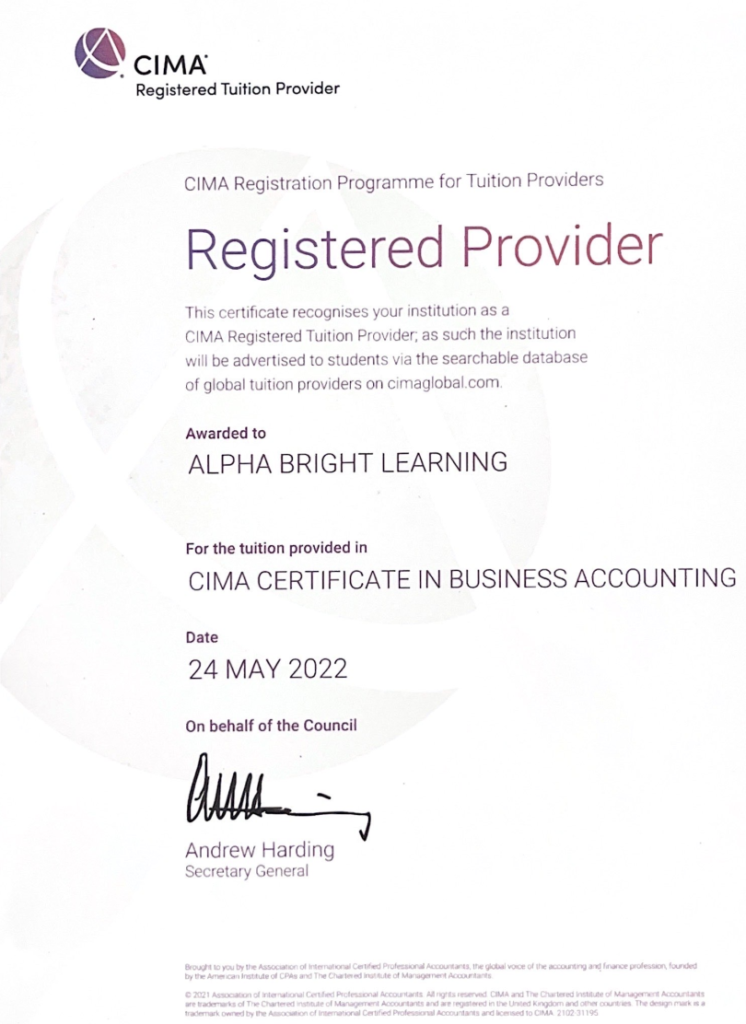 Alpha Bright Learning - CIMA Registered Tuition Provider